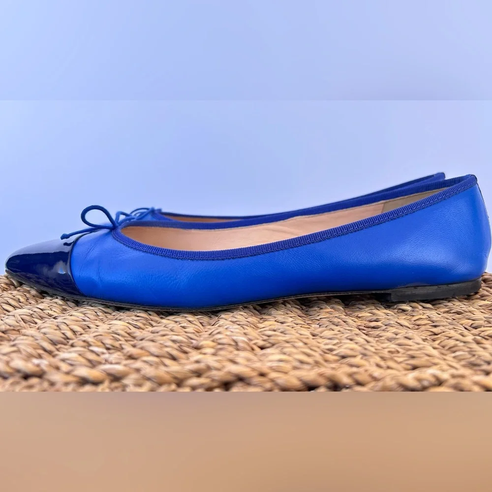 J. Crew Women’s Leather Gemma Cap Toe‎ Flats Slip On Point Toe Royal Size 10